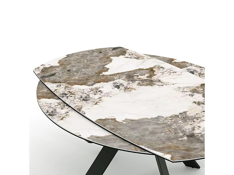 Table extensible ronde 100 à 170 cm céramique marbré - PATAGONIA