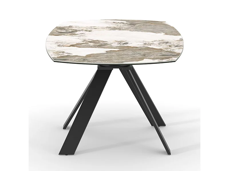 Table extensible ronde 100 à 170 cm céramique marbré - PATAGONIA