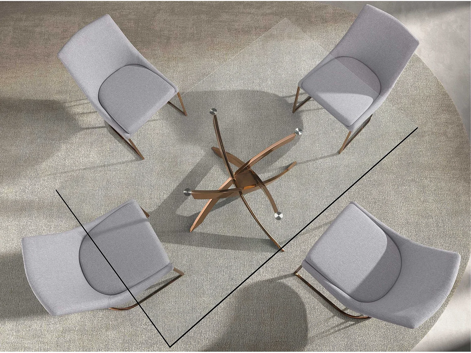 Rechteckiger Esstisch aus gehärtetem Glas und rosa Stahl 1169-140x95 ANGEL CERDA