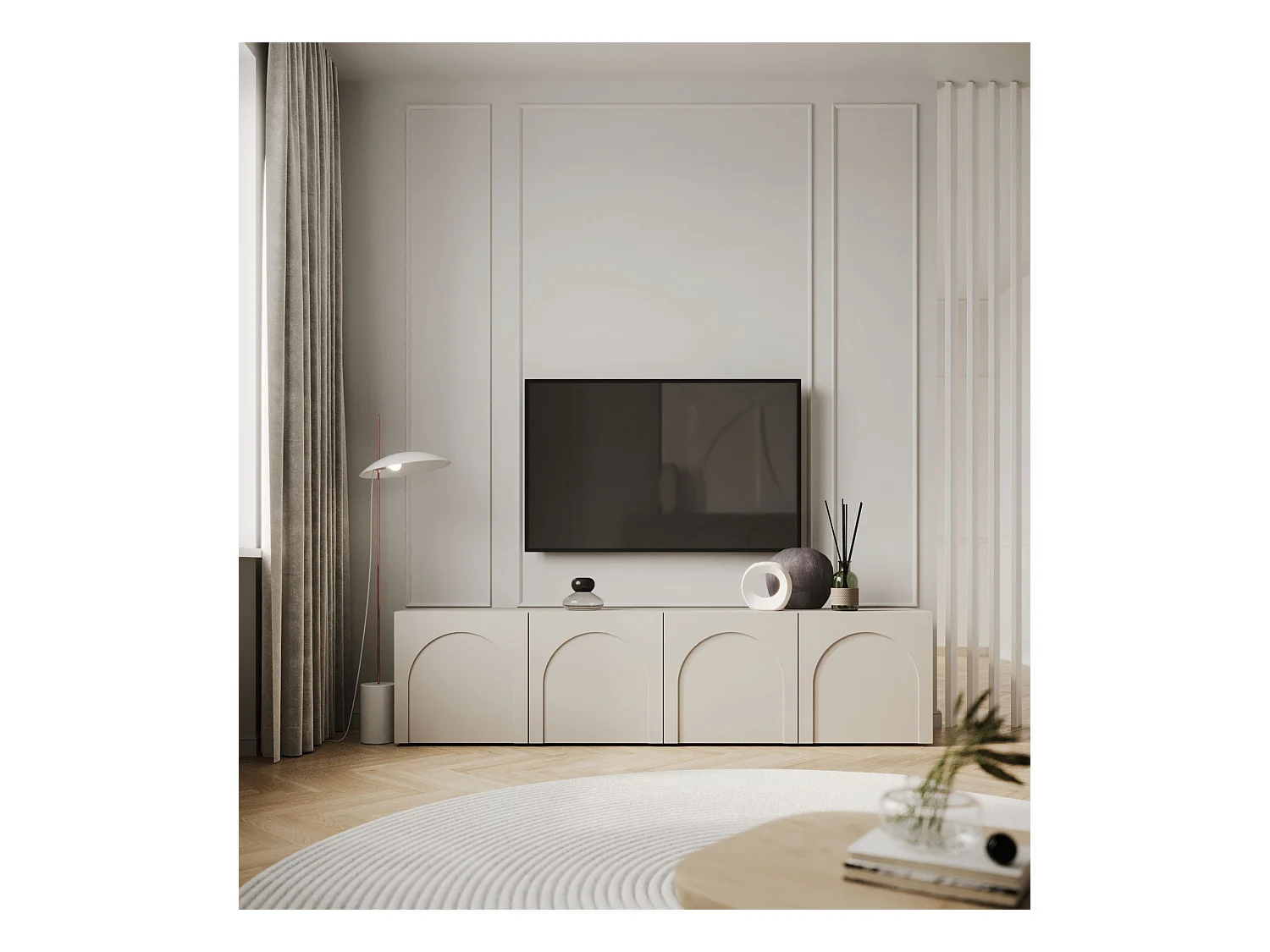 Meuble TV à 4 portes - 200 cm - gris cachemire - ARKADIA