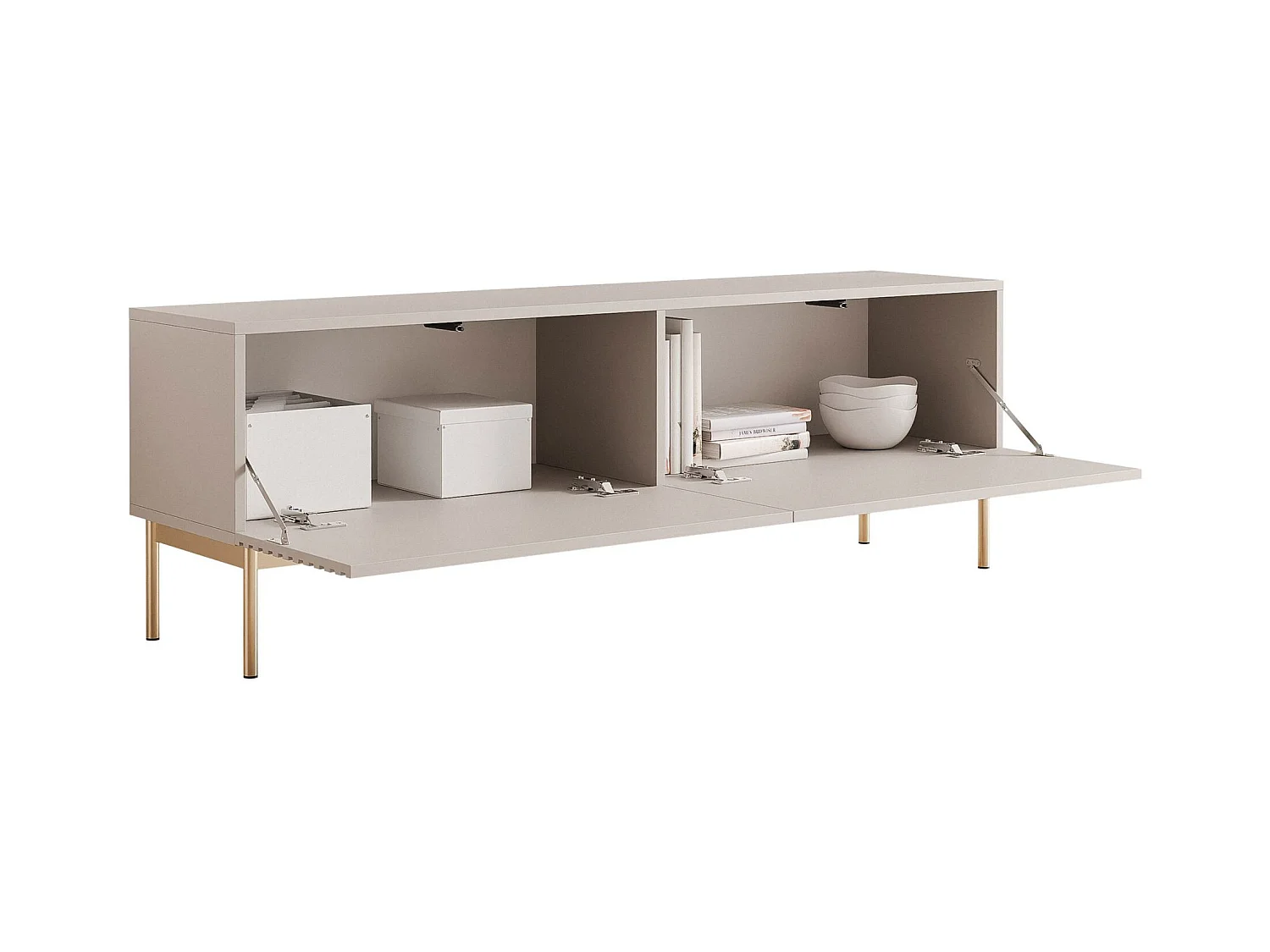 Meuble TV à 2 portes avec LED – 139 cm – gris cachemire – LINEARIS