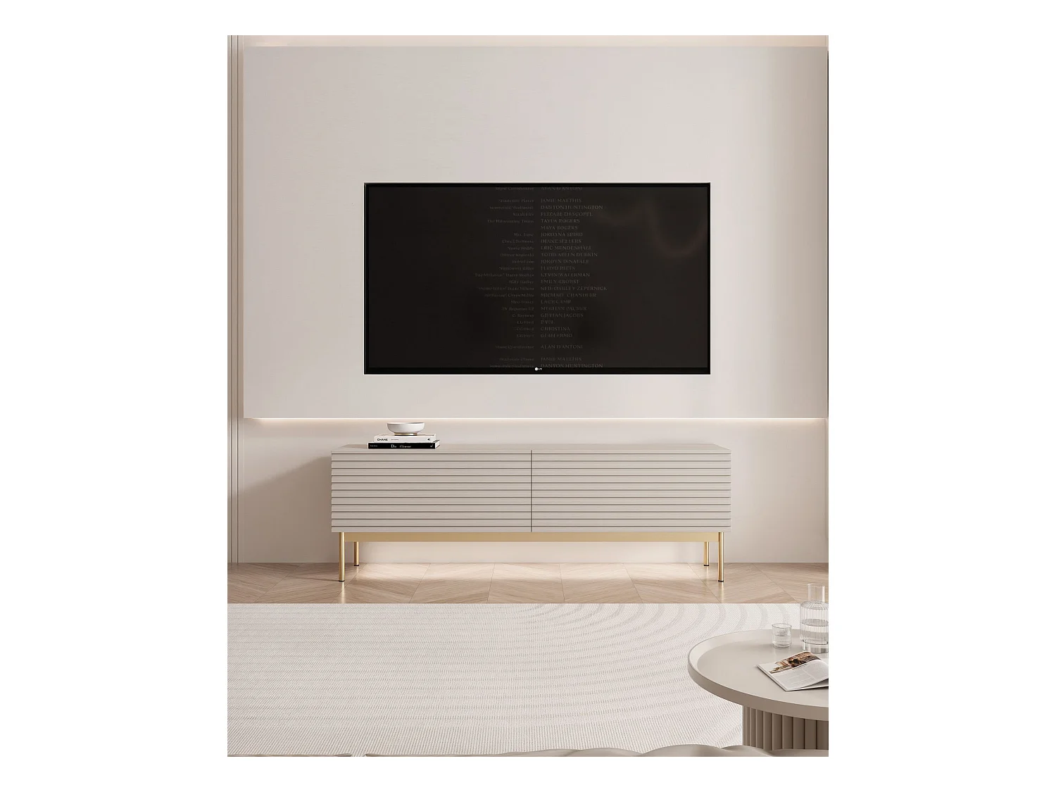 Mueble de TV – 2 puertas con LED – gris cashmere – 139 cm – LINEARIS