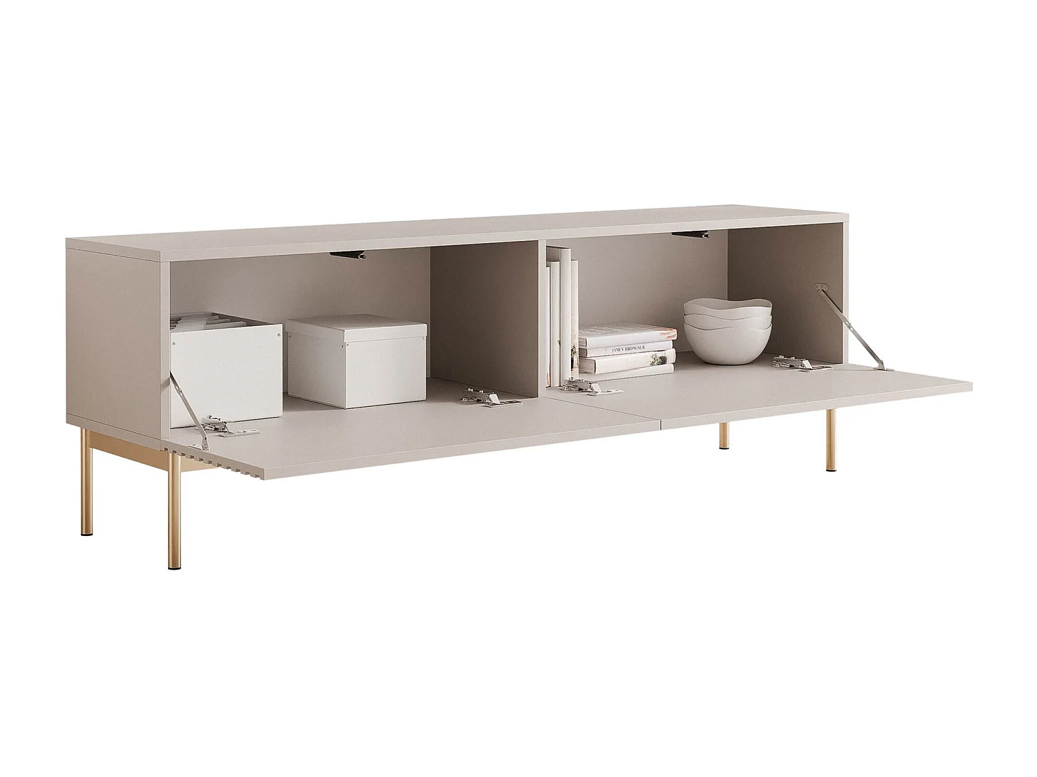 Meuble TV à 2 portes avec LED – 139 cm – gris cachemire – LINEARIS