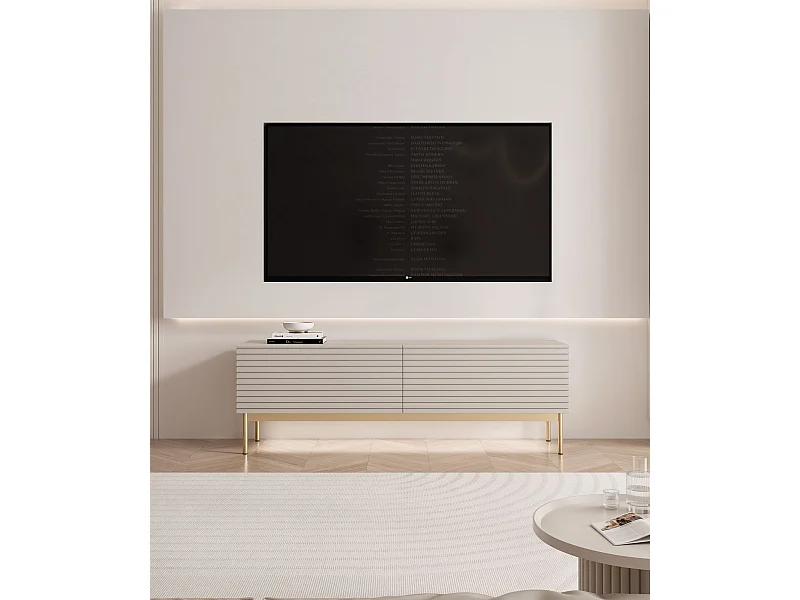 Meuble TV à 2 portes avec LED – 139 cm – gris cachemire – LINEARIS