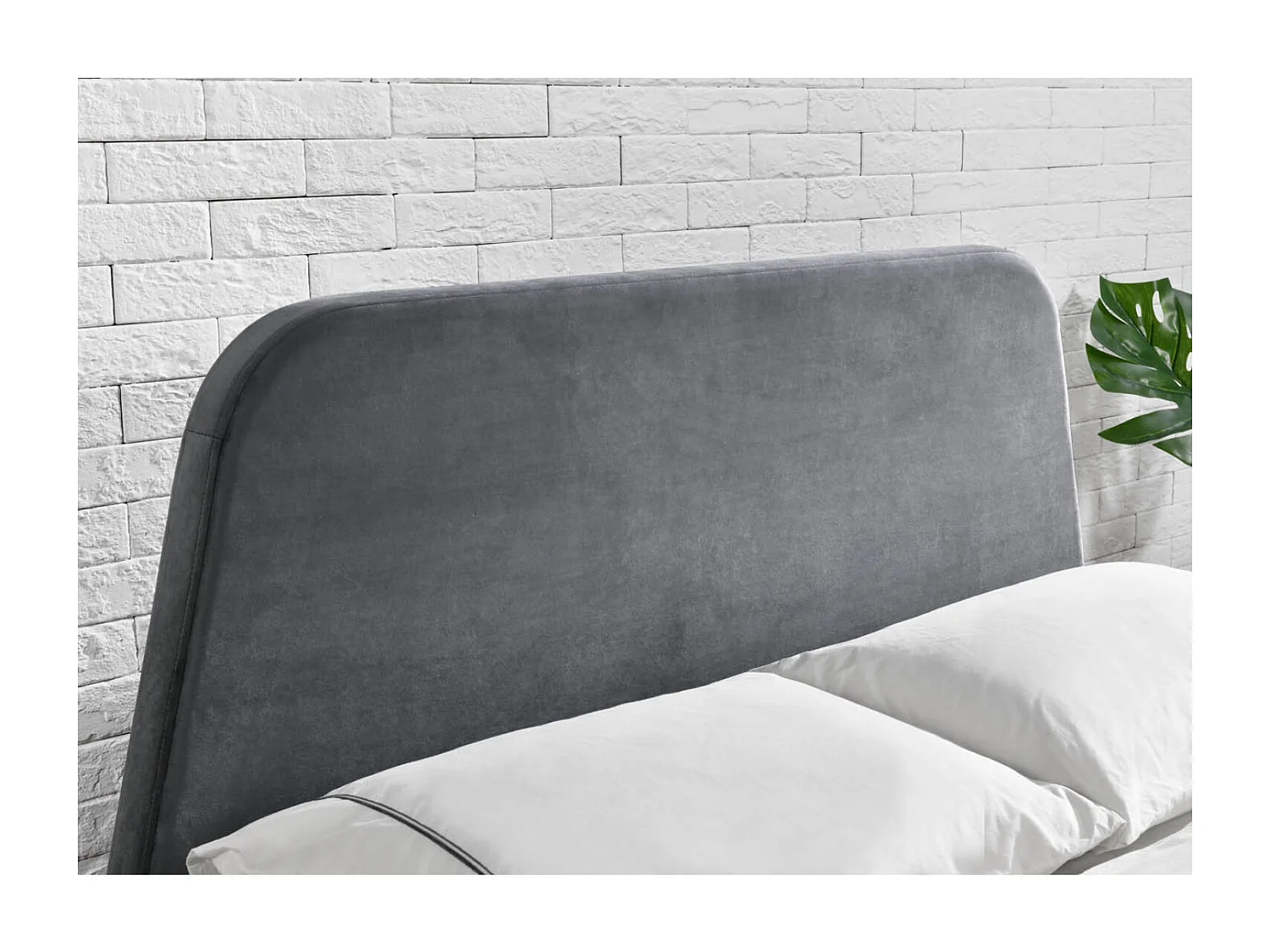 Lit coffre - 140x190 cm - Velours gris NORKA