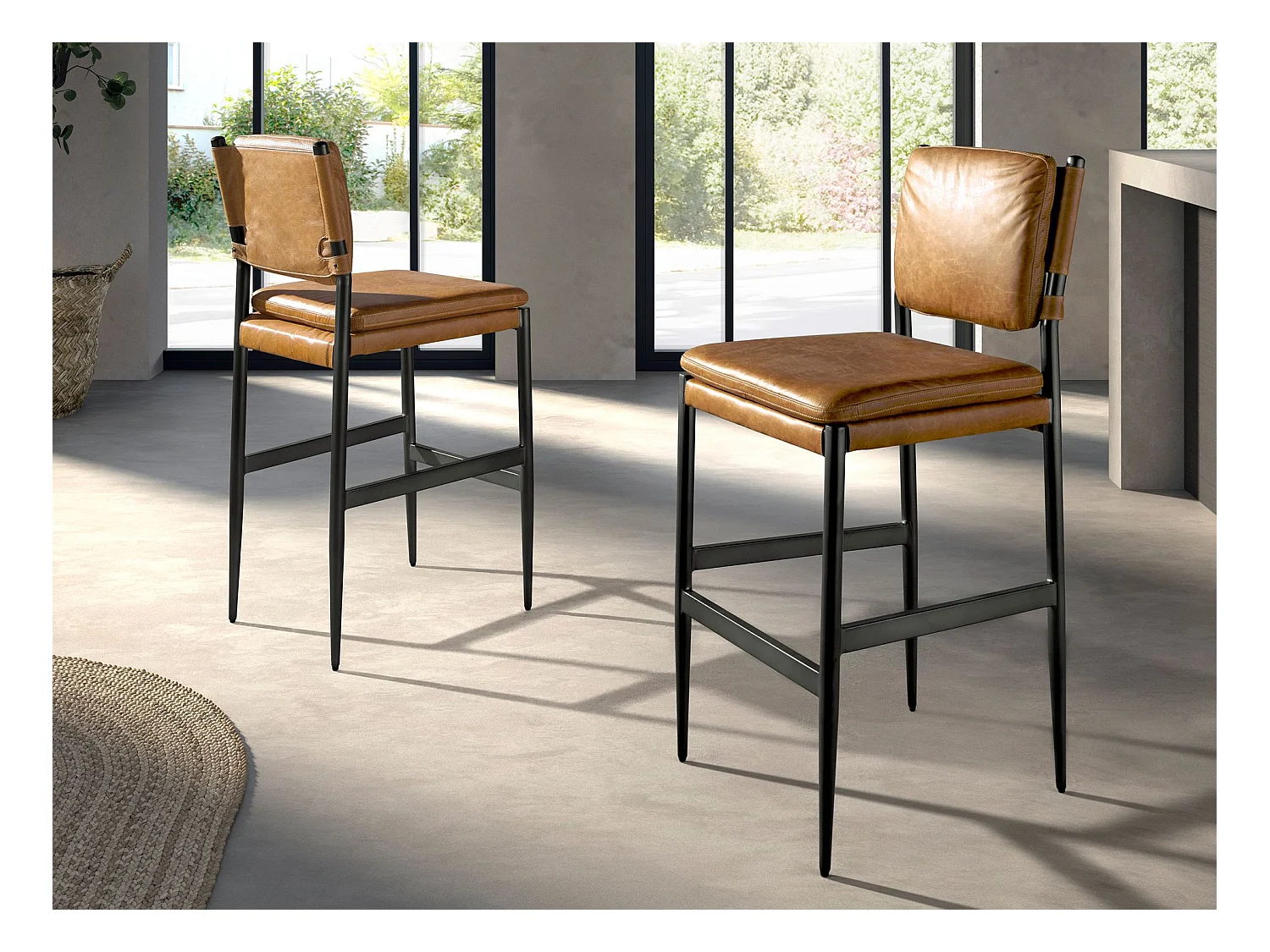 Tabouret en cuir marron 4167 ANGEL CERDA