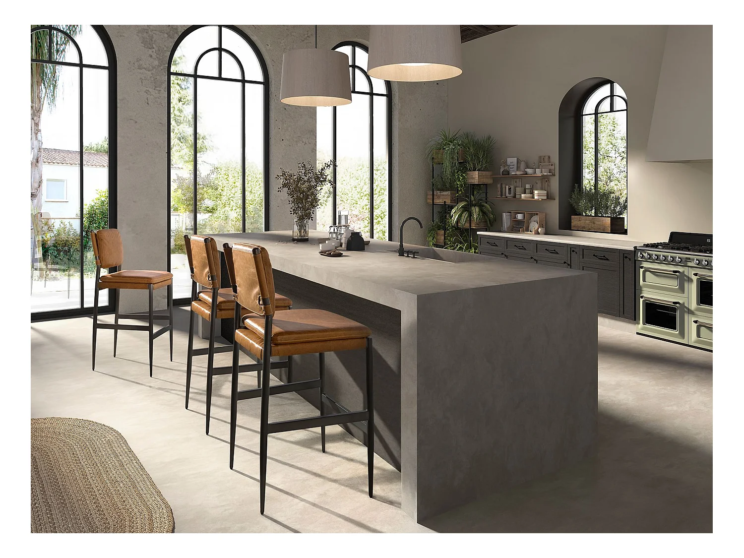 Tabouret en cuir marron 4167 ANGEL CERDA