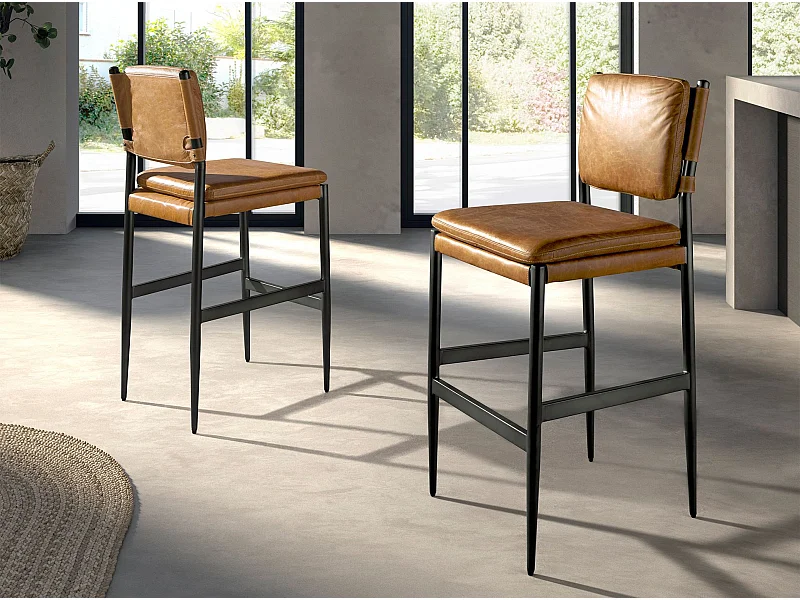 Tabouret en cuir marron 4167 ANGEL CERDA