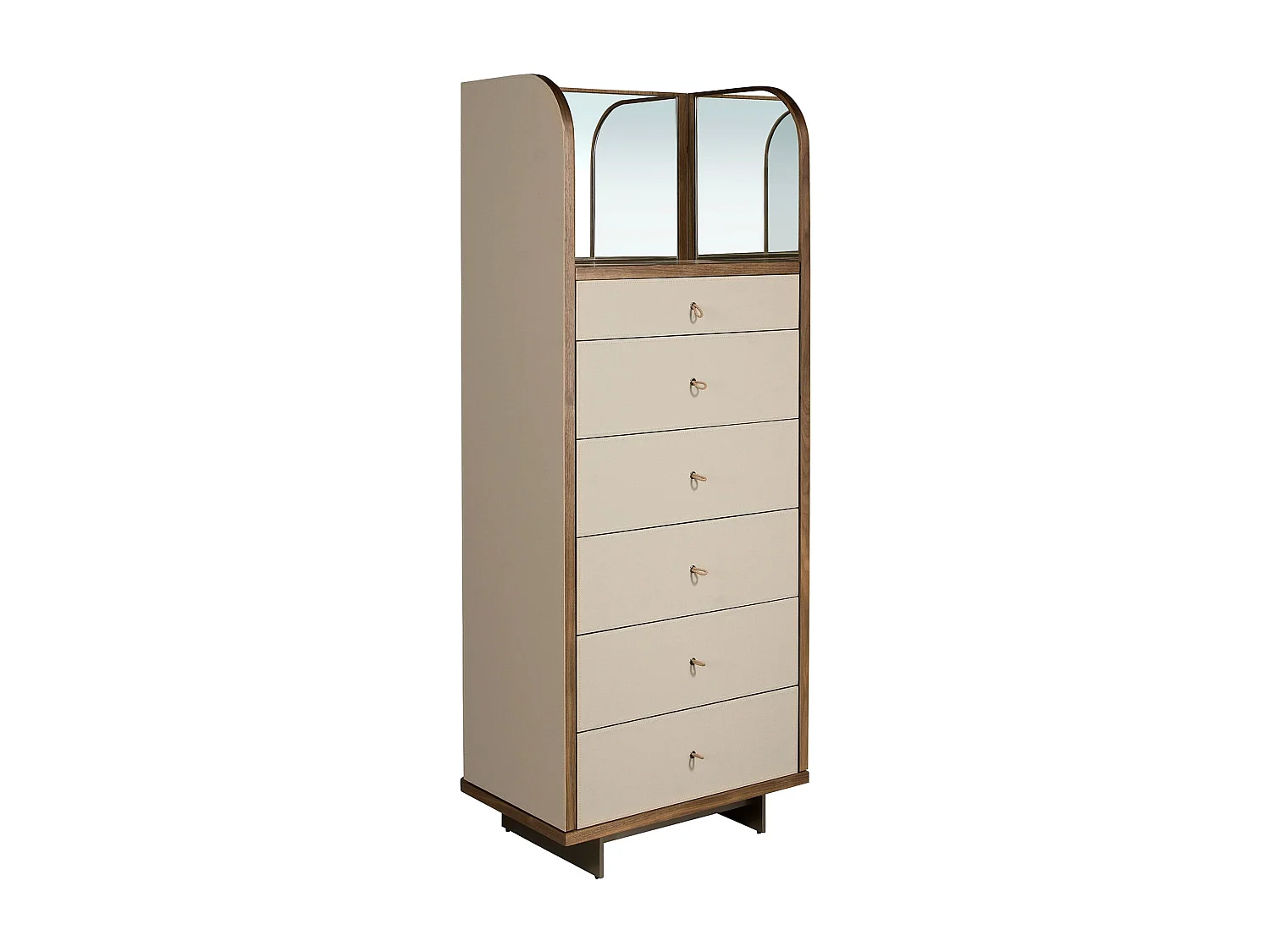 Commode en similicuir, noyer et acier poli avec miroir 7206 ANGEL CERDA