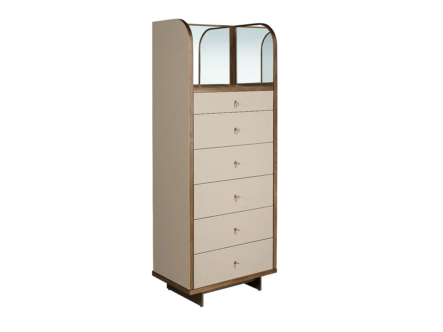 Commode en similicuir, noyer et acier poli avec miroir 7206 ANGEL CERDA