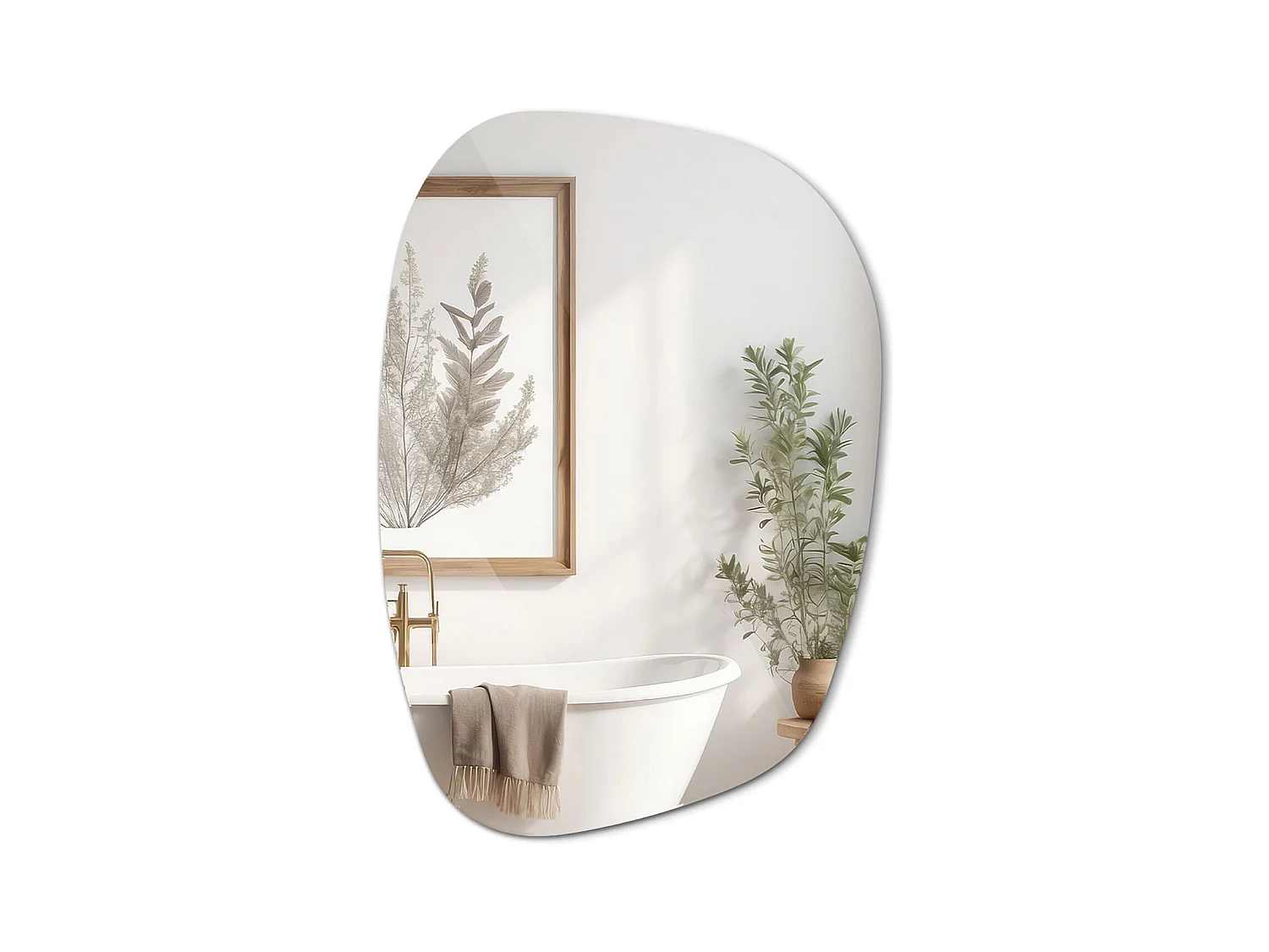 Miroir asymétrique design original, Décoration murale moderne et unique, Format 49x34 cm, Tulup
