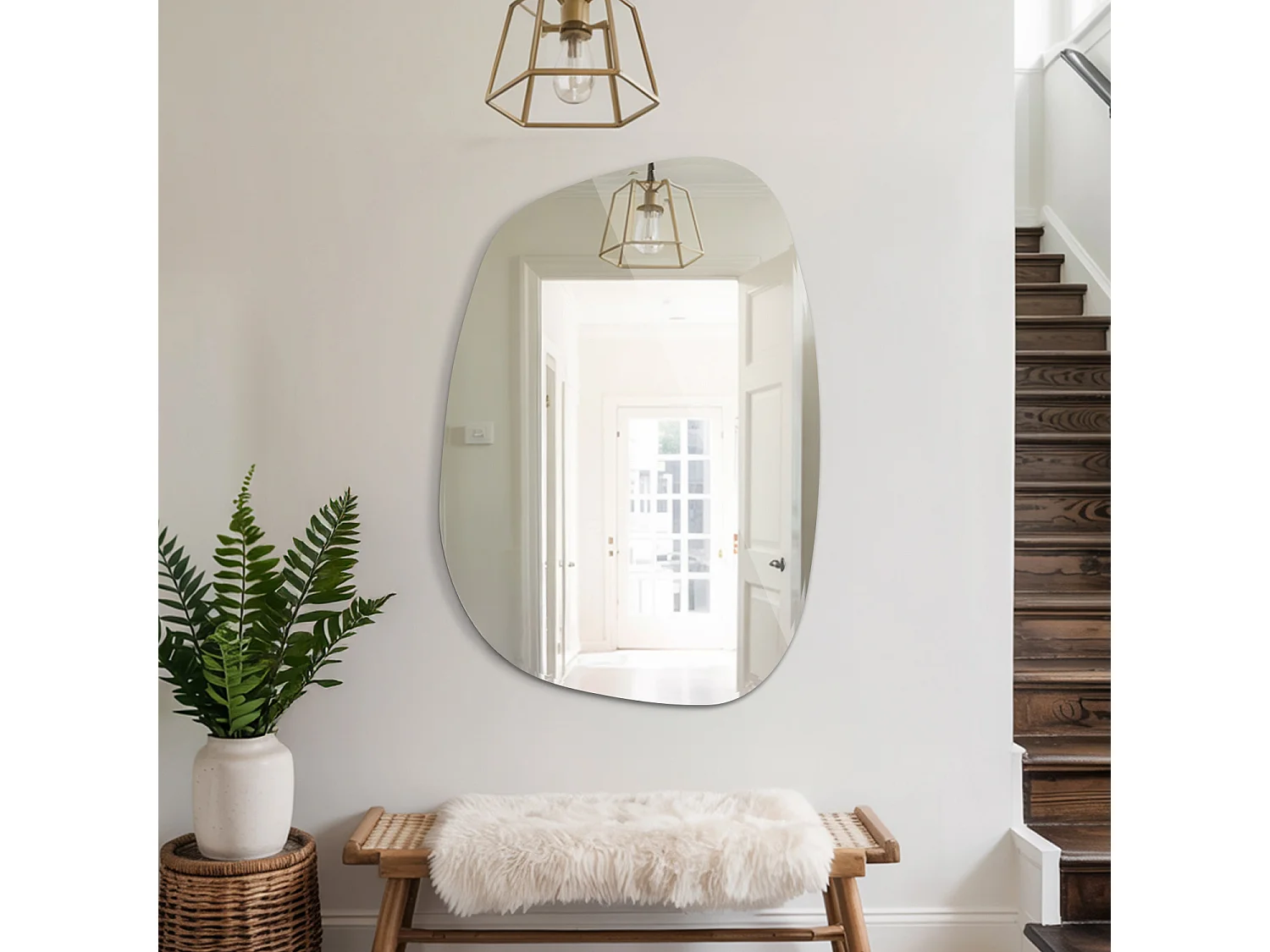 Schwarzer Spiegel asymmetrisches Design, Moderne und originelle Wanddekoration, Format 49x34 cm, Tulup