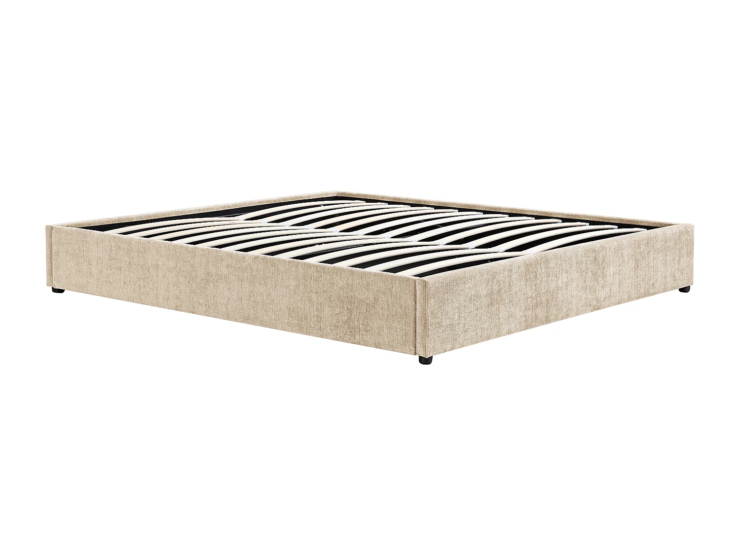 Sommier coffre 140 x 190 cm en tissu chenille - Beige -  FIRMEO de YSMÉE