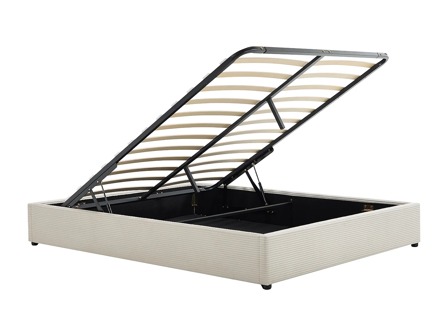 Sommier coffre 180 x 200 cm en velours côtelé - Beige - FIRMEO de YSMÉE