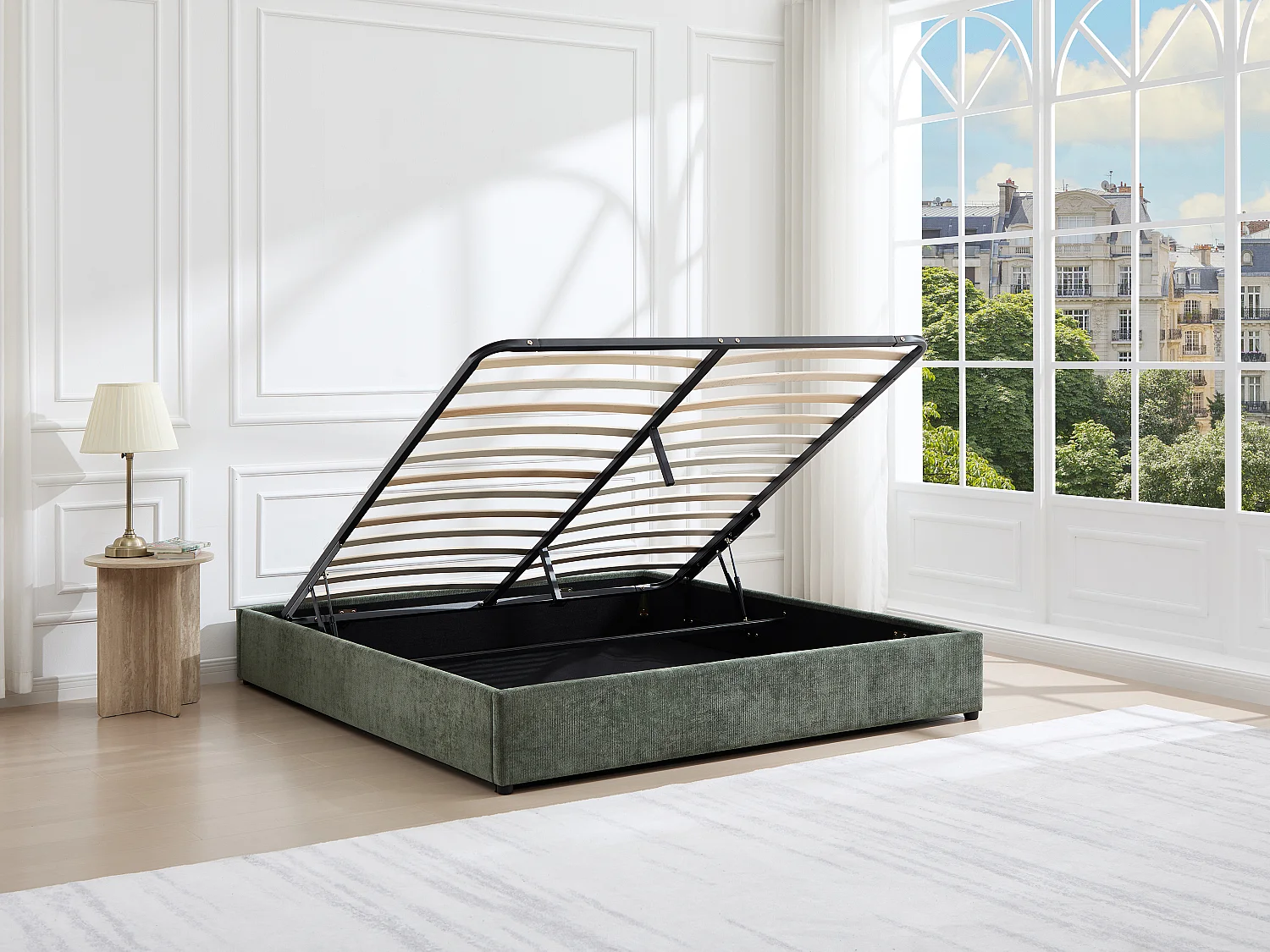 Sommier coffre 140 x 190 cm en tissu texturé - Vert -  FIRMEO de YSMÉE