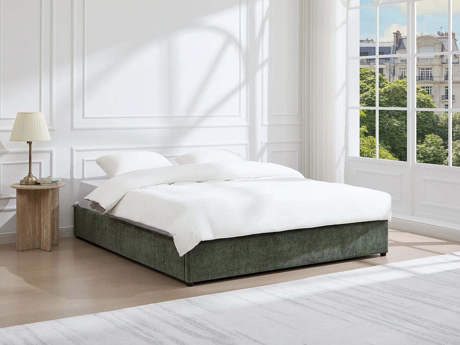 Sommier coffre 140 x 190 cm en tissu texturé - Vert -  FIRMEO de YSMÉE