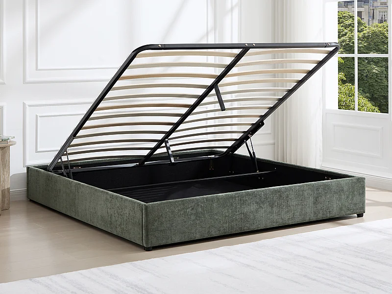 Sommier coffre 140 x 190 cm en tissu texturé - Vert -  FIRMEO de YSMÉE