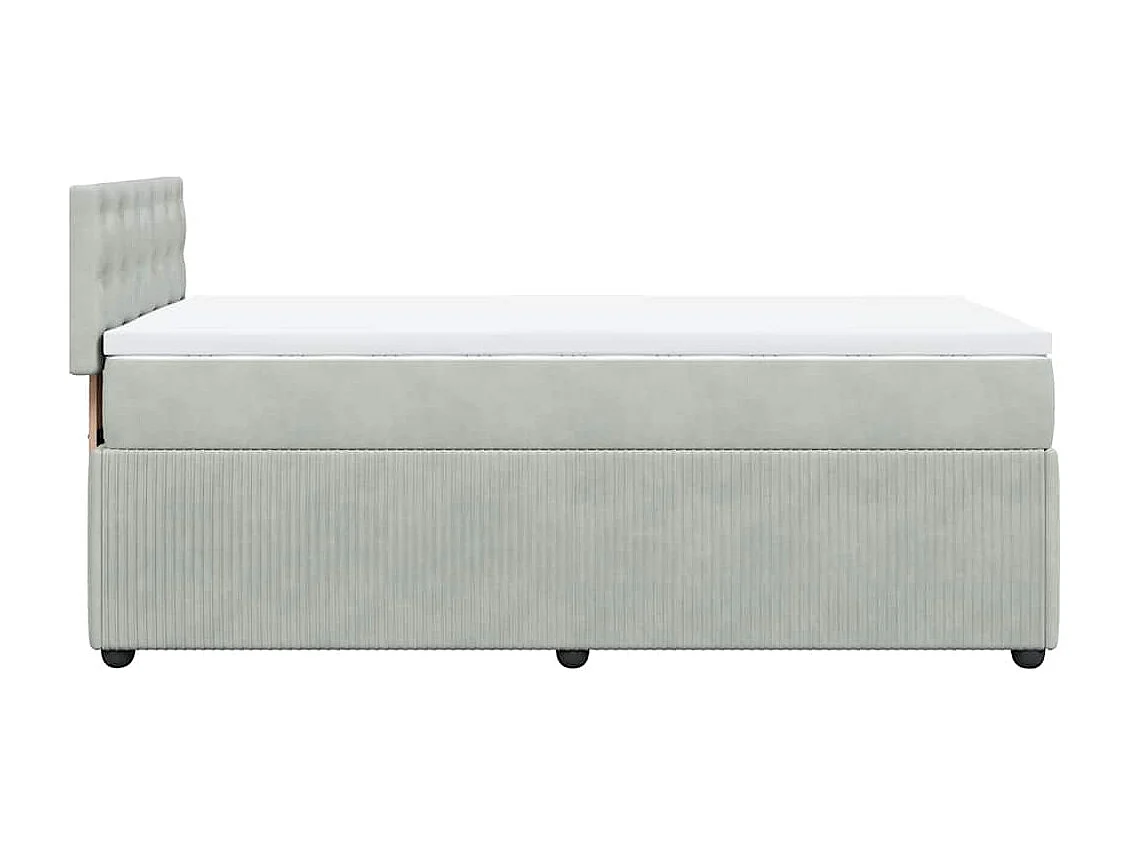 Einzelbett | Bettgestell | Boxspringbett mit Matratze Hellgrau 90x190 cm Samt SHL774900