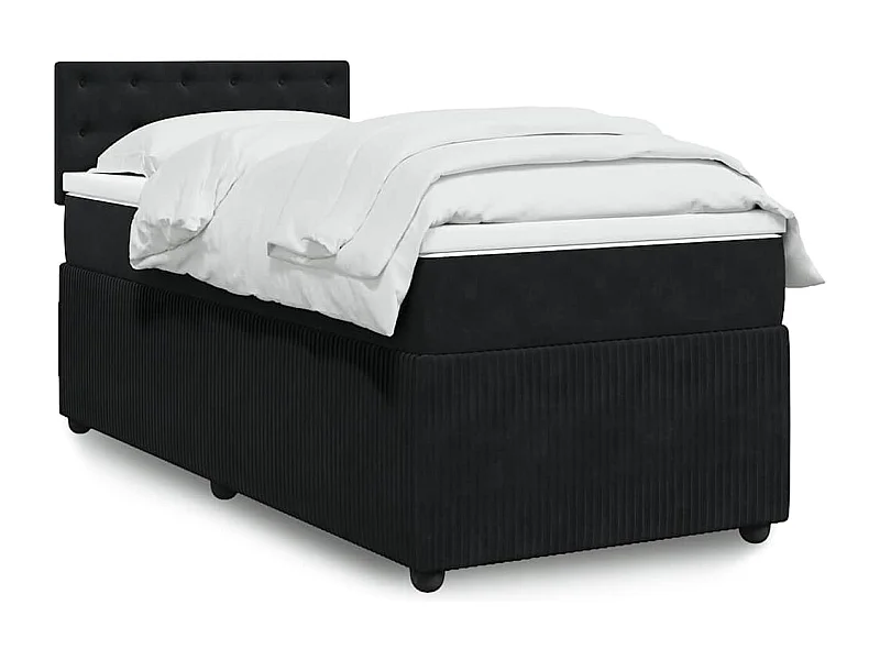 Cama de solteiro | Cama de adulto | Cama com molas/colchão 90x190cm veludo preto SHL783867