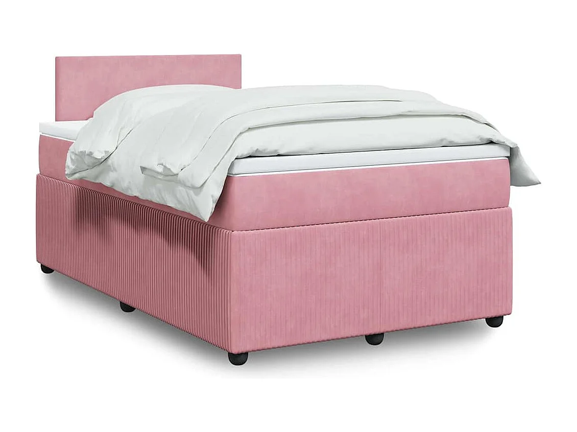 Cama de solteiro | Cama de adulto | Cama boxspring com colchão 120x190cm veludo rosa SHL729329