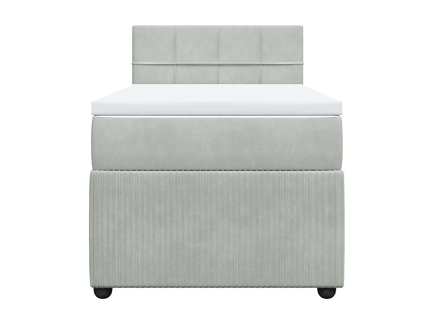 Einzelbett | Bettgestell | Boxspringbett mit Matratze Hellgrau 90x190 cm Samt SHL266713