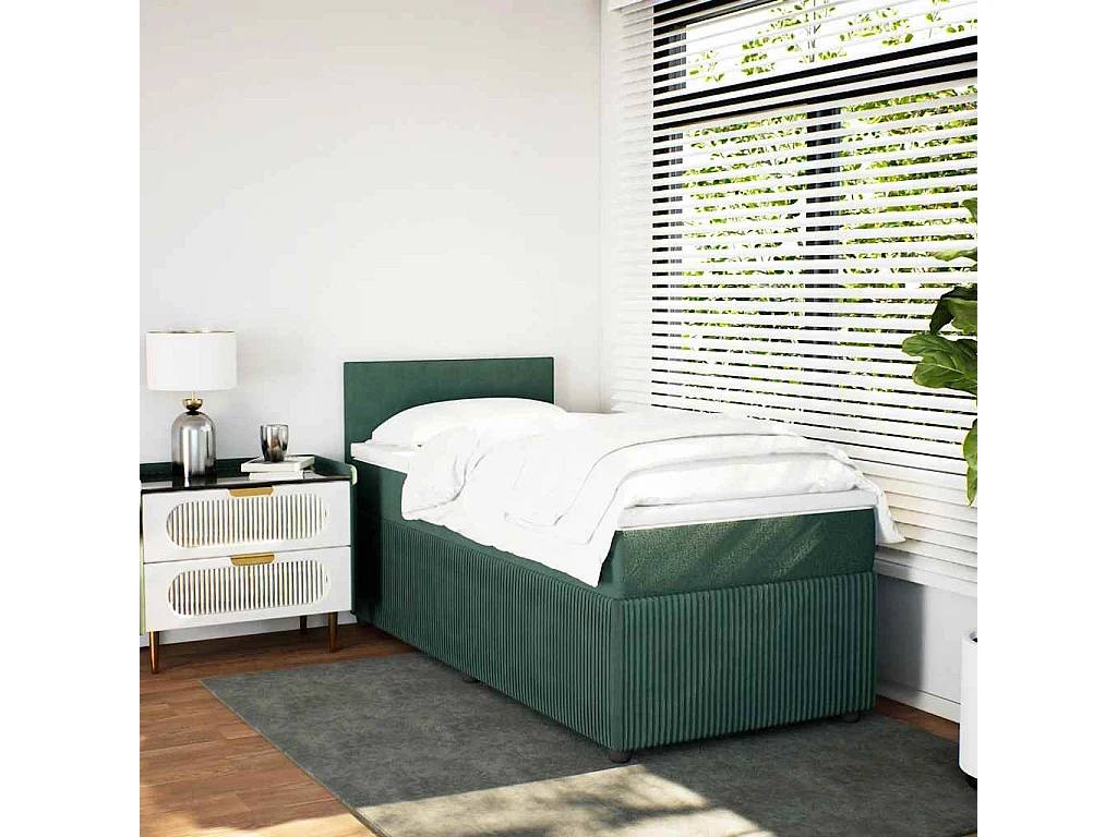 Cama de solteiro | Cama de adulto | Cama com molas/colchão 80x200cm veludo verde-escuro SHL763440