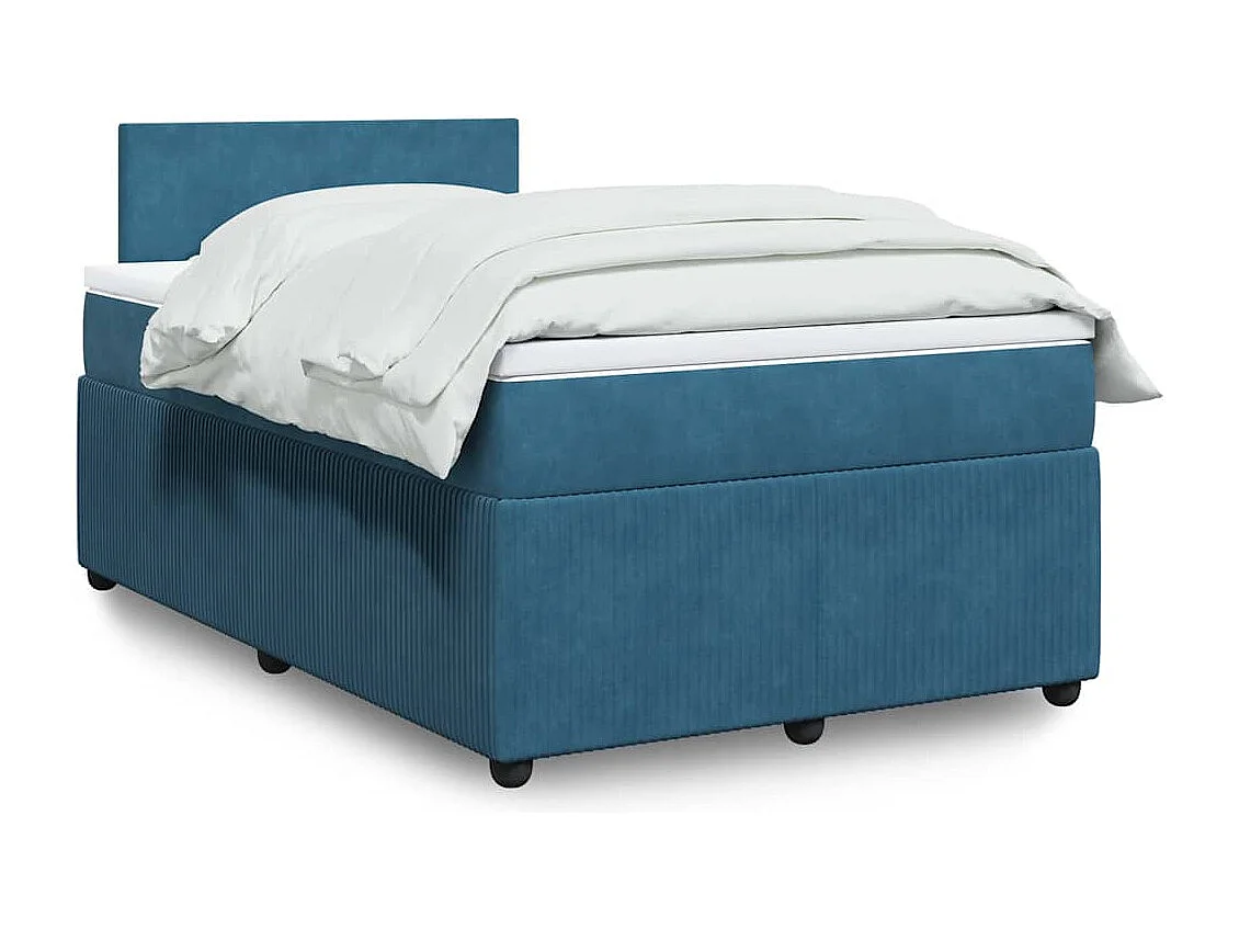 Cama casal-Cama de adulto-Cama boxspring com colchão 120x190cm veludo azul SHL609420