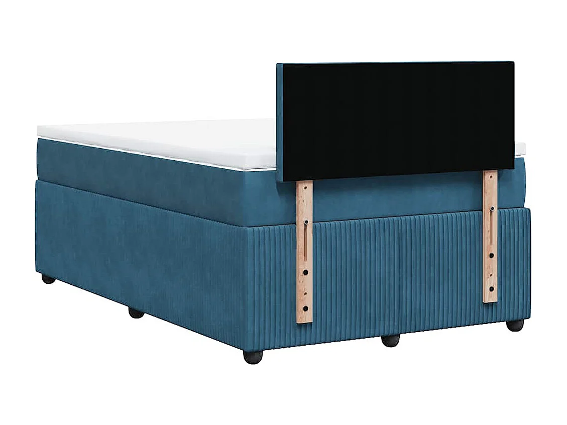 Cama casal-Cama de adulto-Cama boxspring com colchão 120x190cm veludo azul SHL609420