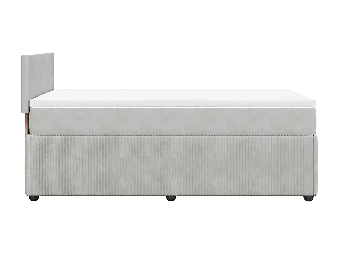 Einzelbett | Bettgestell | Boxspringbett mit Matratze Hellgrau 90x190 cm Samt SHL879090