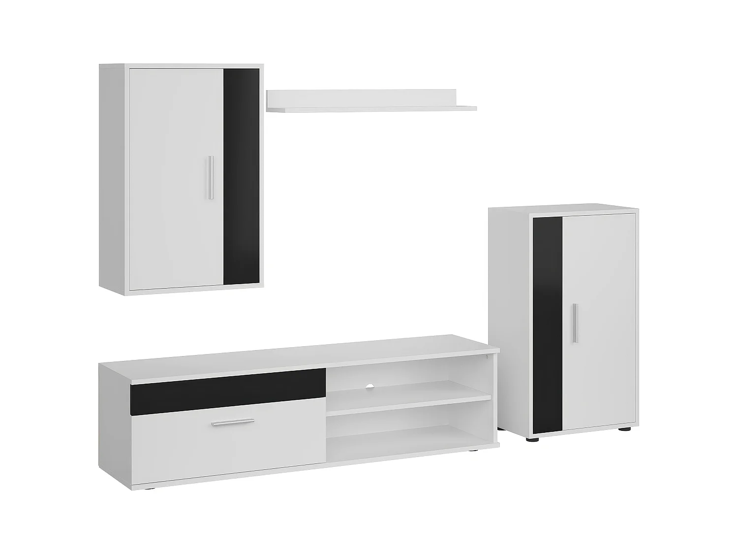 Meubles TV contemporains Kolm noir et blanc à 3 portes