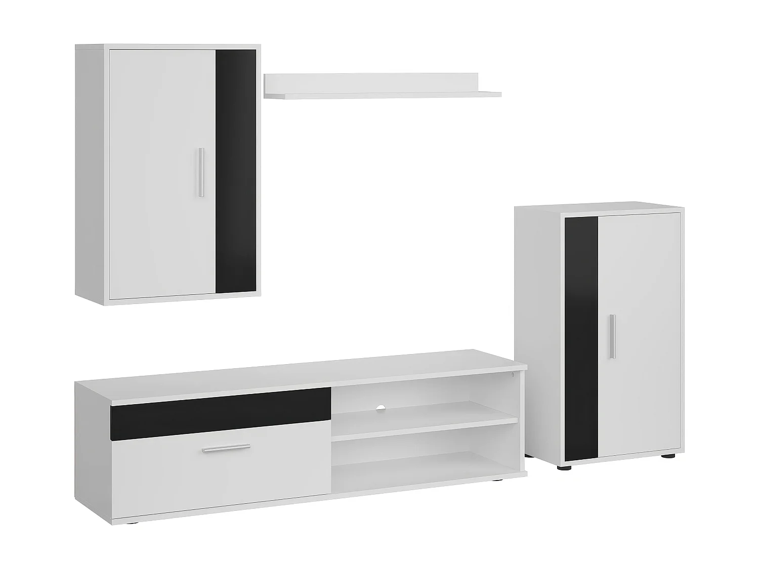 Meubles TV contemporains Kolm noir et blanc à 3 portes