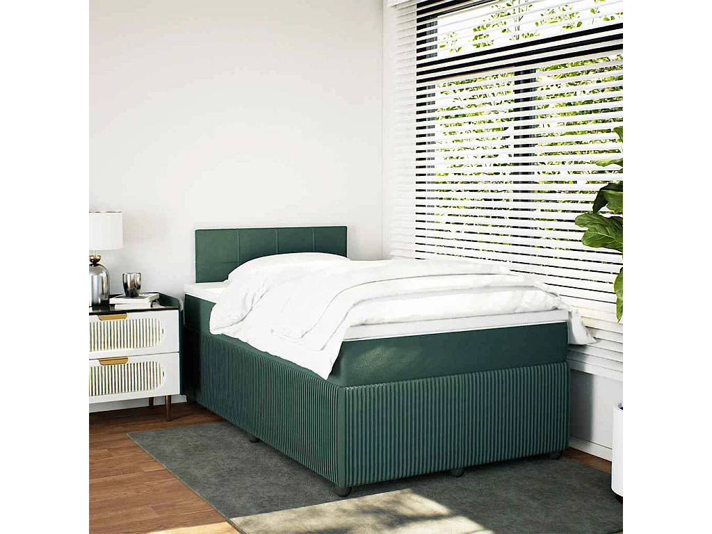 Einzelbett | Bettgestell | Boxspringbett mit Matratze Dunkelgrün 120x190 cm Samt SHL219660