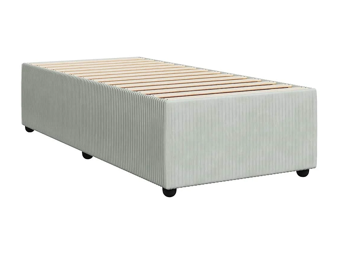 Einzelbett | Bettgestell | Boxspringbett mit Matratze Hellgrau 80x200 cm Samt SHL820661