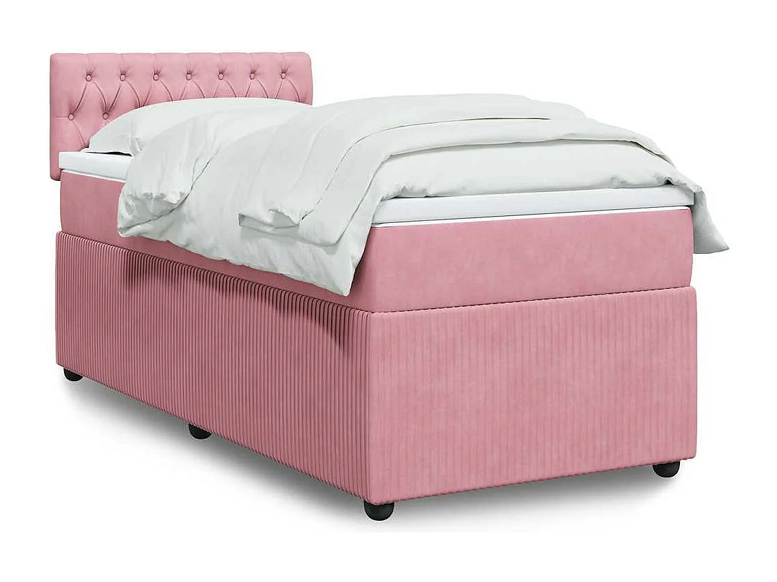 Einzelbett | Bettgestell | Boxspringbett mit Matratze Rosa 80x200 cm Samt SHL295905