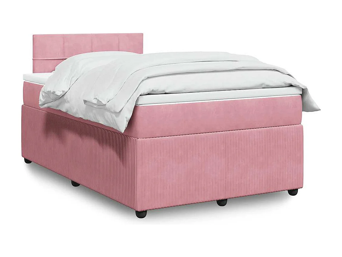 Cama de solteiro | Cama de adulto | Cama boxspring com colchão 120x190cm veludo rosa SHL871843