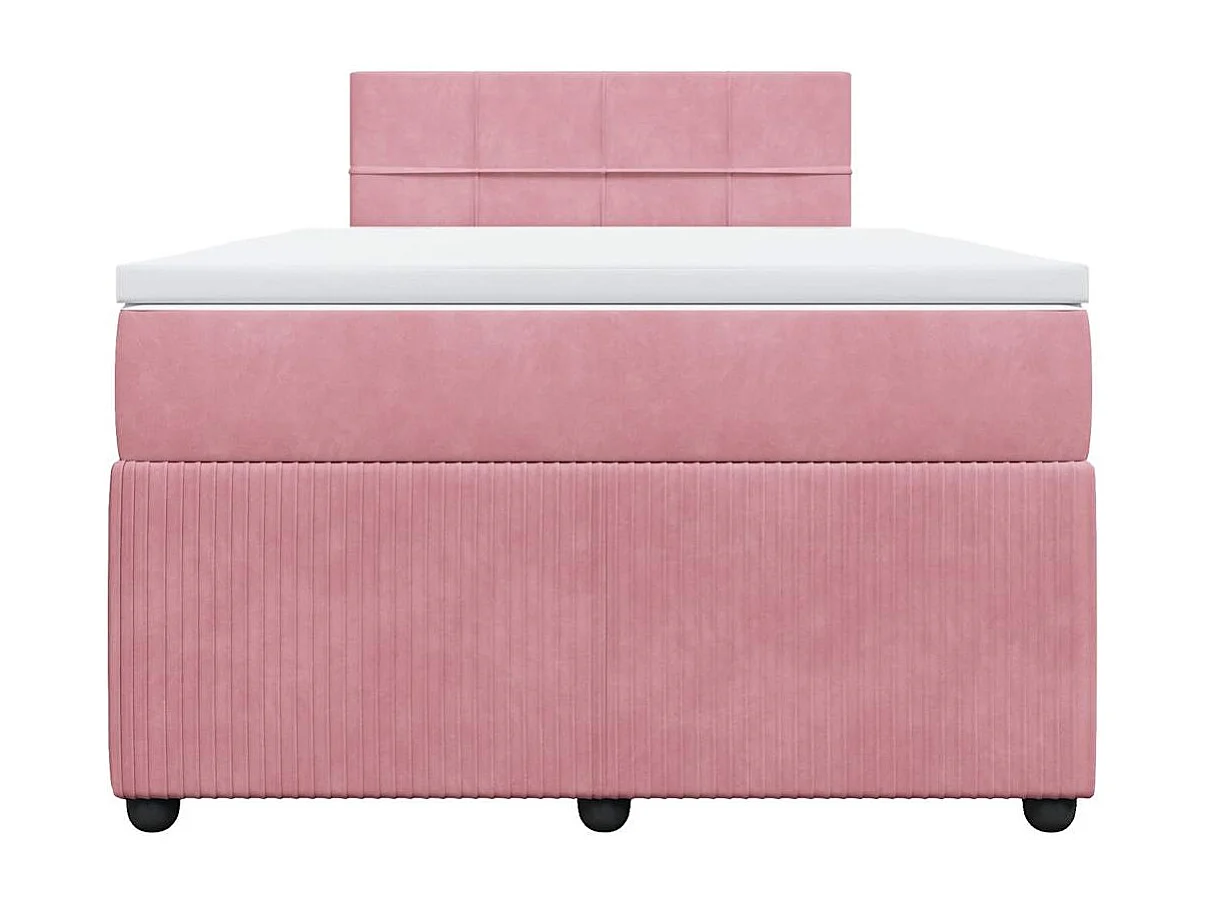 Cama de solteiro | Cama de adulto | Cama boxspring com colchão 120x190cm veludo rosa SHL871843