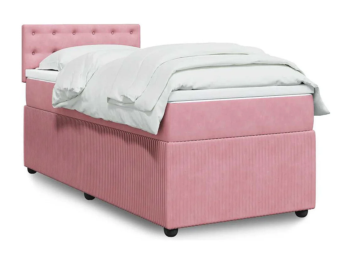 Einzelbett | Bettgestell | Boxspringbett mit Matratze Rosa 90x200 cm Samt SHL995557