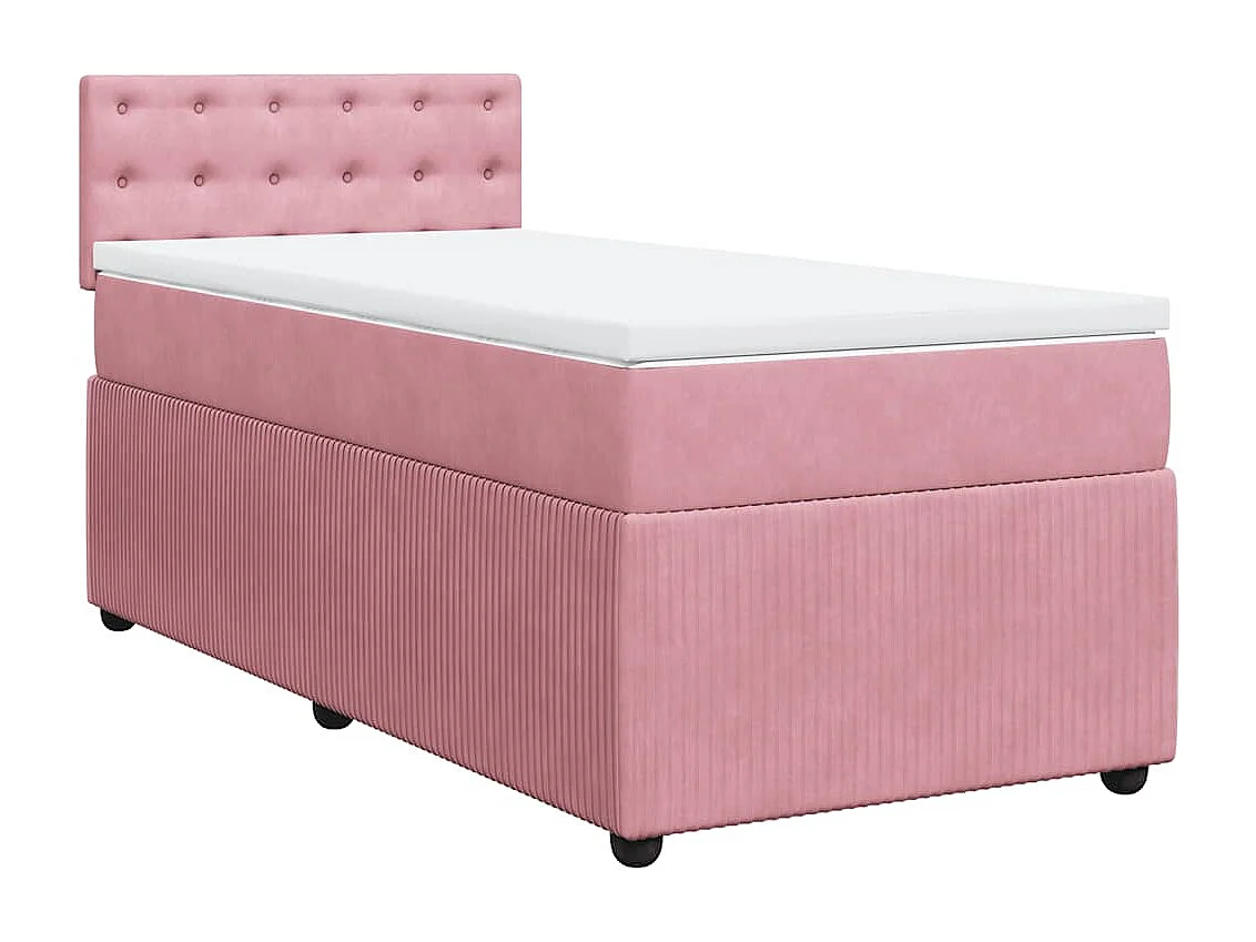 Einzelbett | Bettgestell | Boxspringbett mit Matratze Rosa 90x200 cm Samt SHL995557