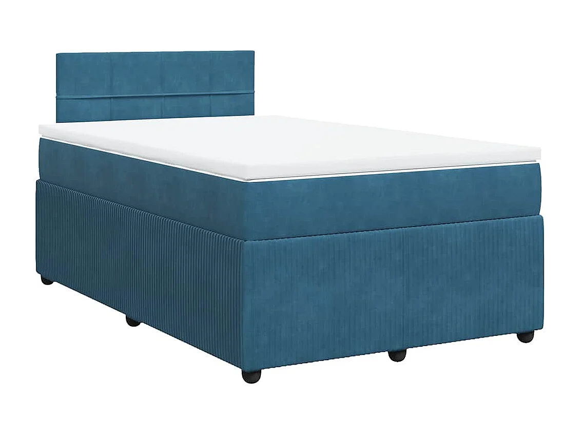 Cama casal-Cama de adulto-Cama boxspring com colchão 120x190cm veludo azul SHL106278