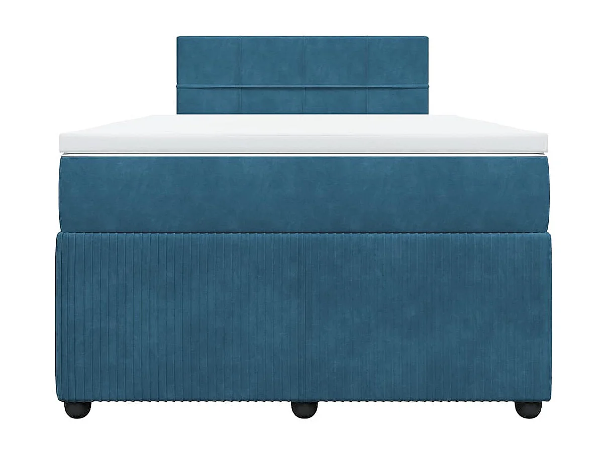 Cama casal-Cama de adulto-Cama boxspring com colchão 120x190cm veludo azul SHL106278