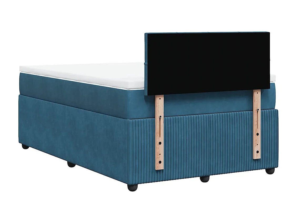 Cama casal-Cama de adulto-Cama boxspring com colchão 120x190cm veludo azul SHL106278