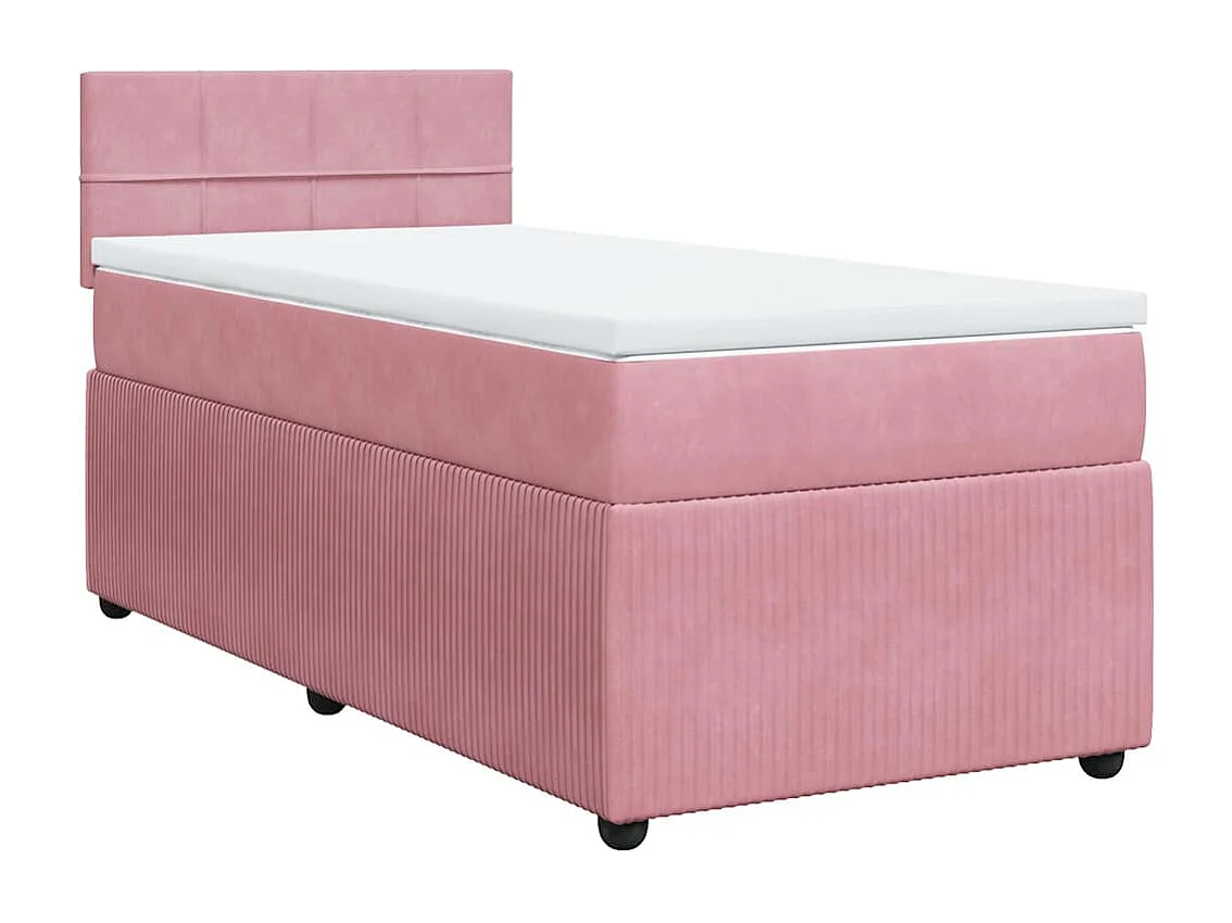 Einzelbett | Bettgestell | Boxspringbett mit Matratze Rosa 90x200 cm Samt SHL480392