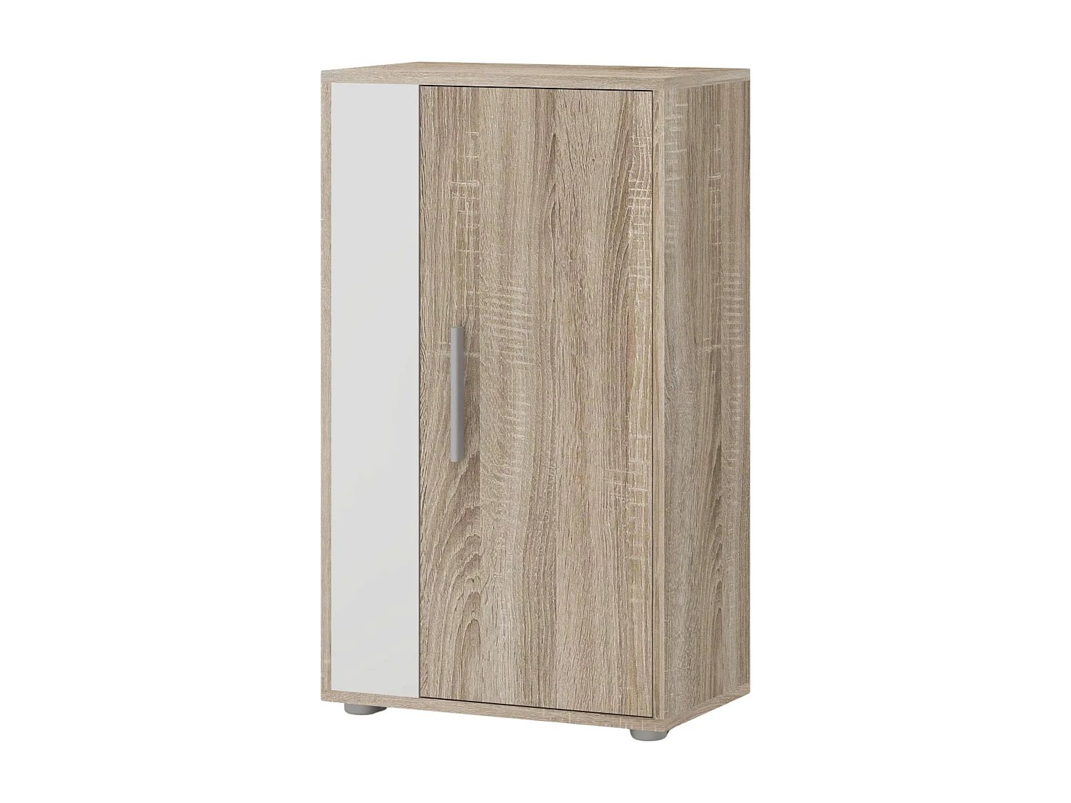 Móveis de TV para sala de estar e sala de jantar Kolm Nordic em carvalho Sonoma/branco com 3 portas e 2 prateleiras