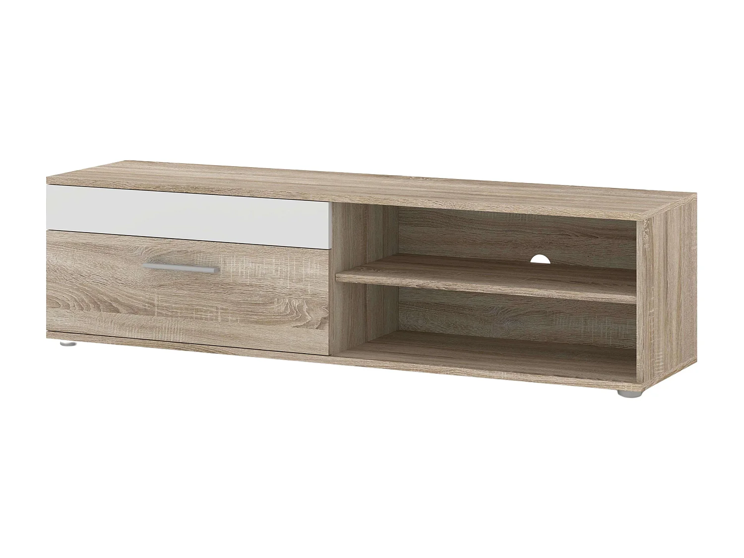 Meubles TV Kolm Nordic pour salon et salle à manger, chêne Sonoma/blanc, 3 portes et 2 étagères