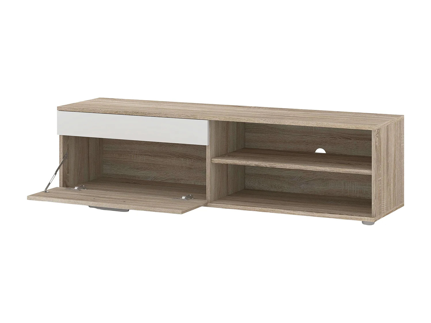 Meubles TV Kolm Nordic pour salon et salle à manger, chêne Sonoma/blanc, 3 portes et 2 étagères