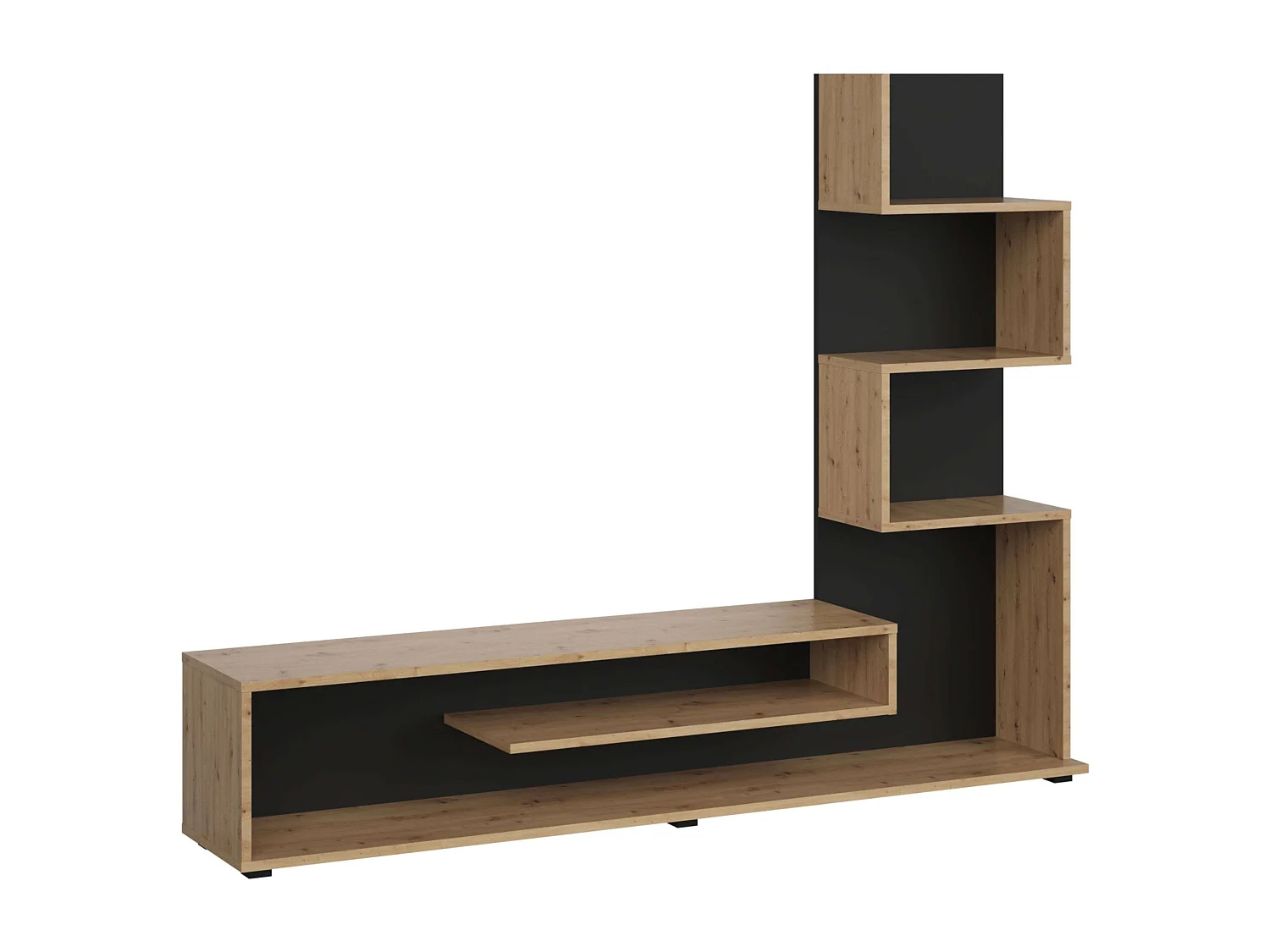 Meuble TV Snake Style Industriel Chêne Artisan/Noir 4 Étagères 160x130x29 cm