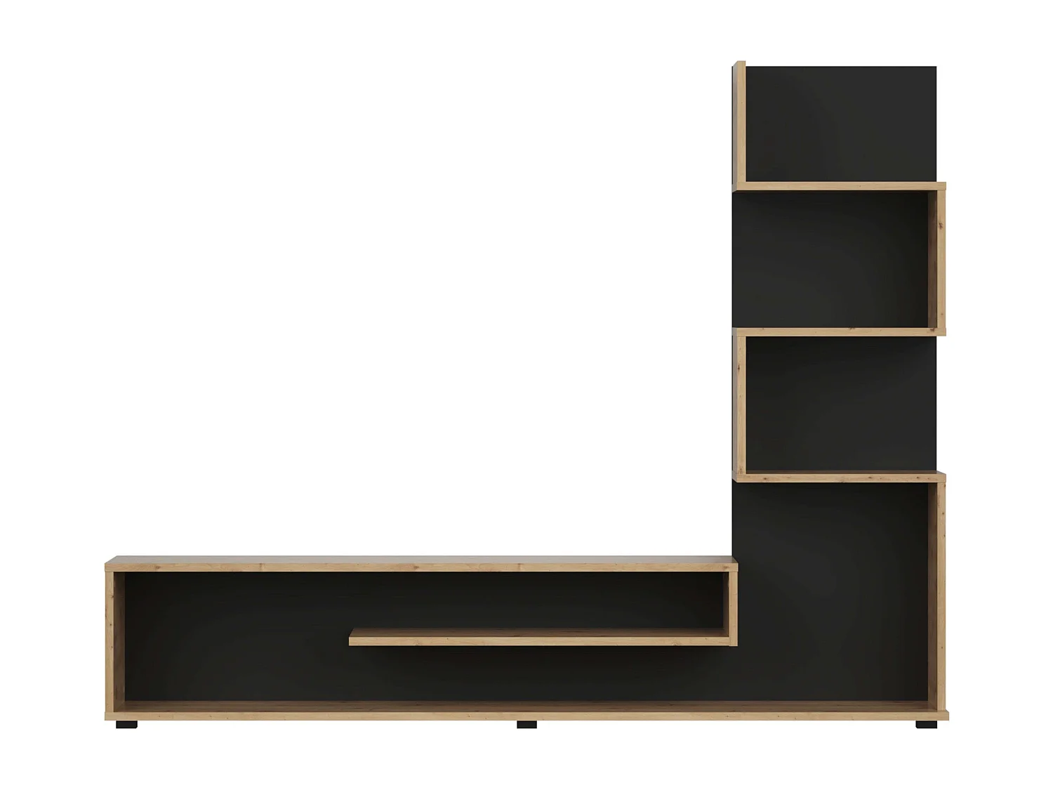 Meuble TV Snake Style Industriel Chêne Artisan/Noir 4 Étagères 160x130x29 cm