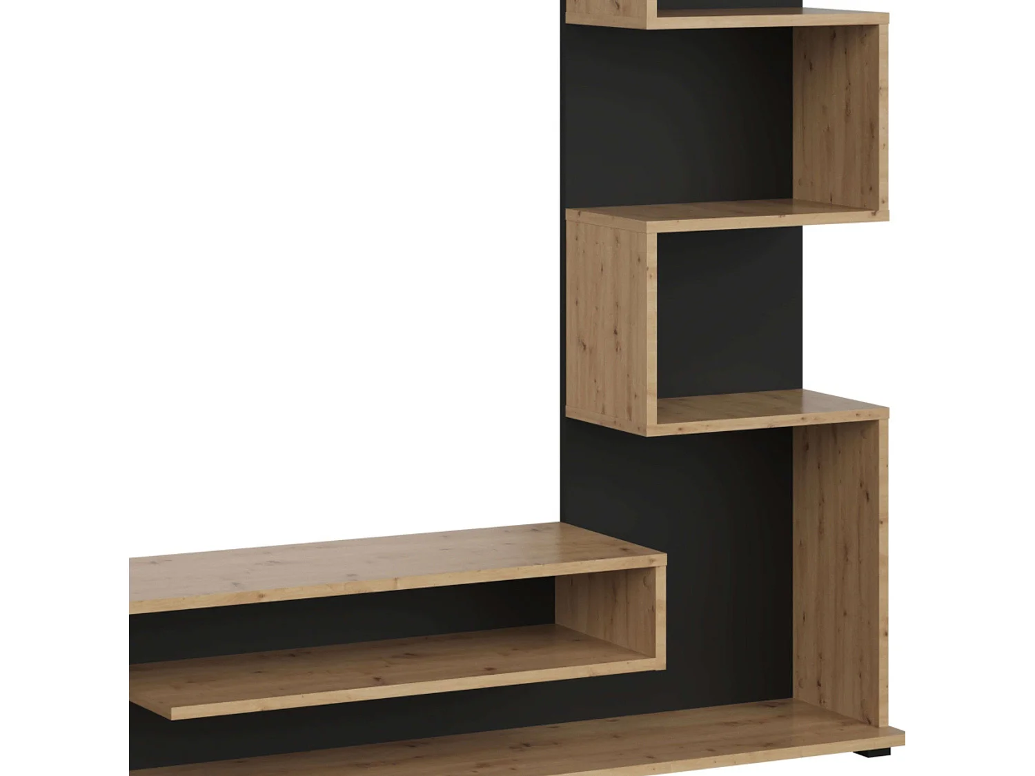 Meuble TV Snake Style Industriel Chêne Artisan/Noir 4 Étagères 160x130x29 cm