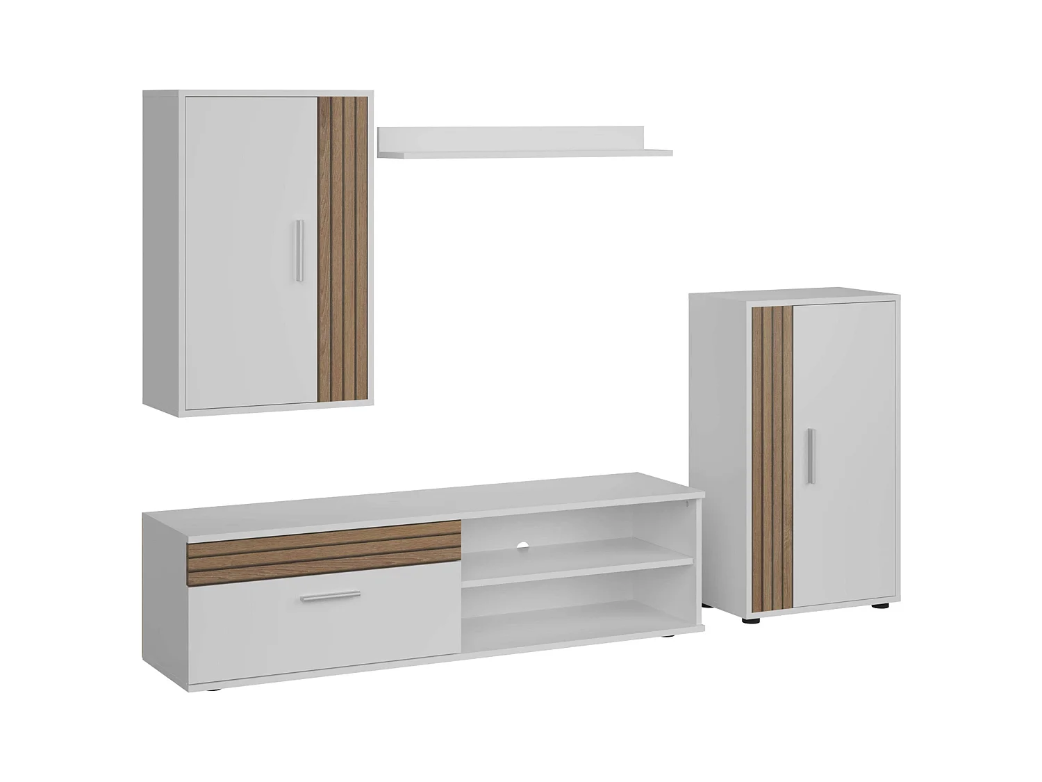 Meubles TV de salon et de salle à manger de style nordique Kolm en chêne et blanc