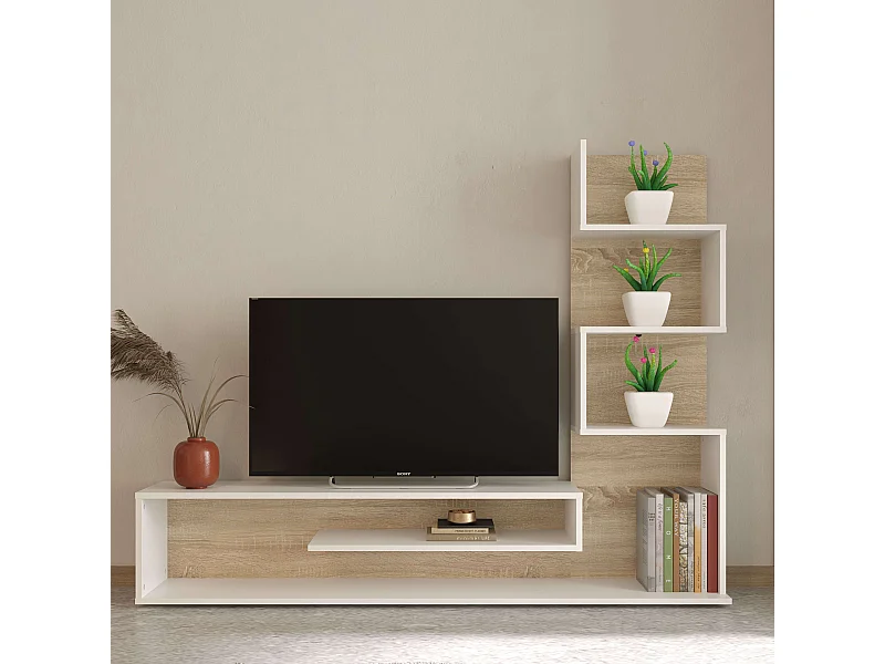 Módulo TV Salón Comedor Snake Estilo Nórdico Roble Sonoma 160x130x29 cm